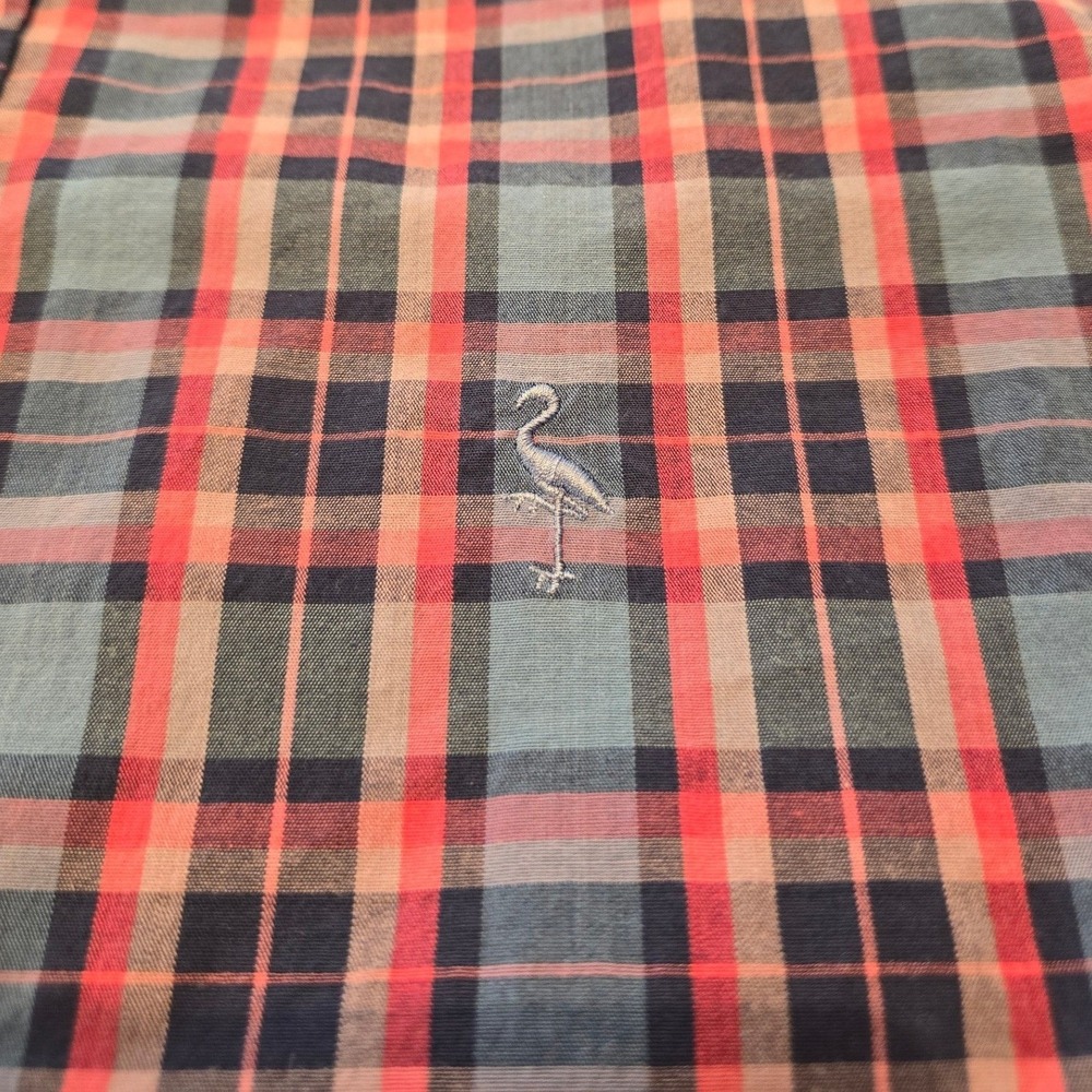 Tailorbyrd Mens Large Blue Pink Plaid Button Down Shirt Floral Trim Cotton Blend - Picture 8 of 9
